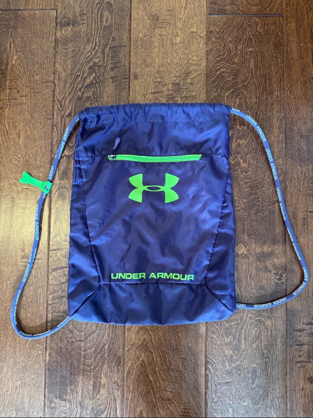 Under Armour Drawstring Backpack Gym Bag Purple and Green Sack Pack Lightweight